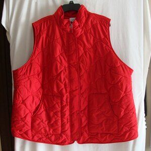 CROFT & BARROW Bright Red Sleeveless QUILTED VEST Jacket Sz 3X